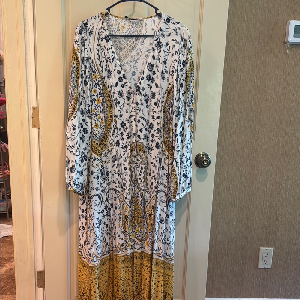 Floral Maxi Dress with Yellow Accents